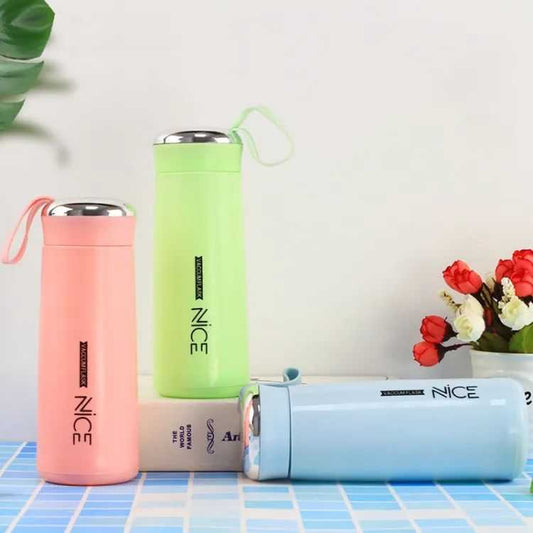 Nice Glass Water Bottles Natural BPA Free Eco Friendly Reusable Refillable Water Glass Water Bottles Wide Mouth Liquid Storage Leak Proof Caps Perfect For Travel and Storing Beverages Juice Smoothies Tea 450ml Multicolor