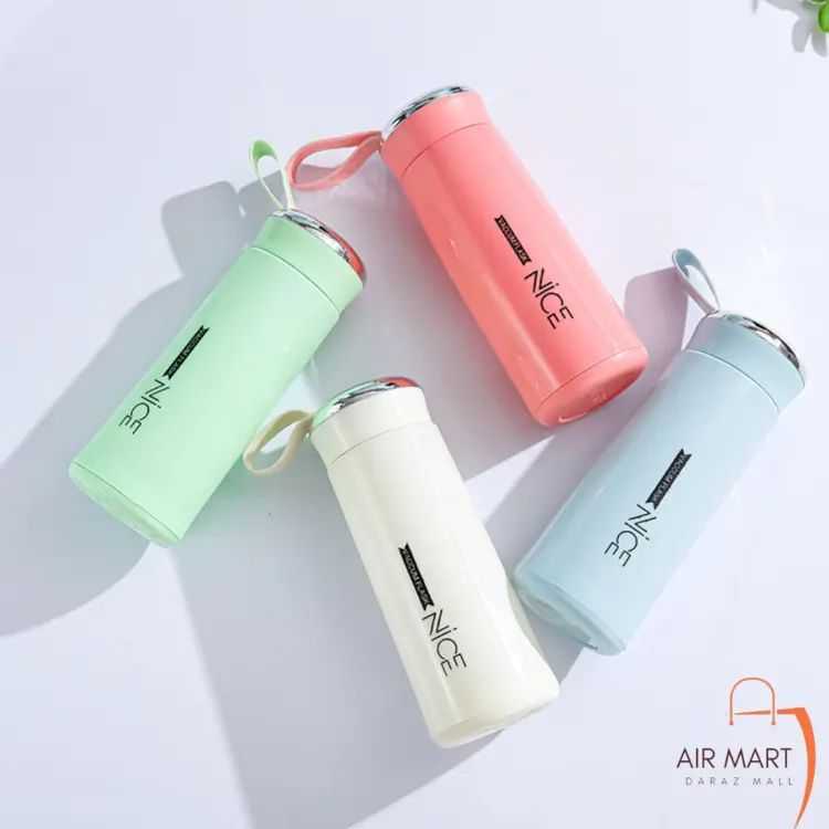 Nice Glass Water Bottles Natural BPA Free Eco Friendly Reusable Refillable Water Glass Water Bottles Wide Mouth Liquid Storage Leak Proof Caps Perfect For Travel and Storing Beverages Juice Smoothies Tea 450ml Multicolor