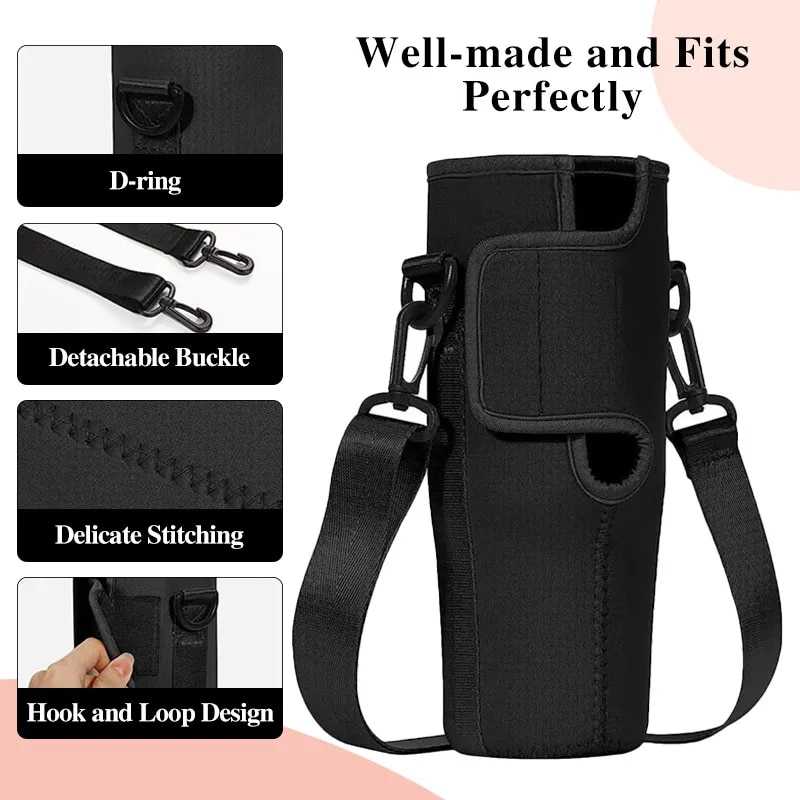 Water Bottle Carrier Bag Compatible with Stanley 40oz Tumbler with Handle, Water Bottle Holder with Adjustable Shoulder Strap