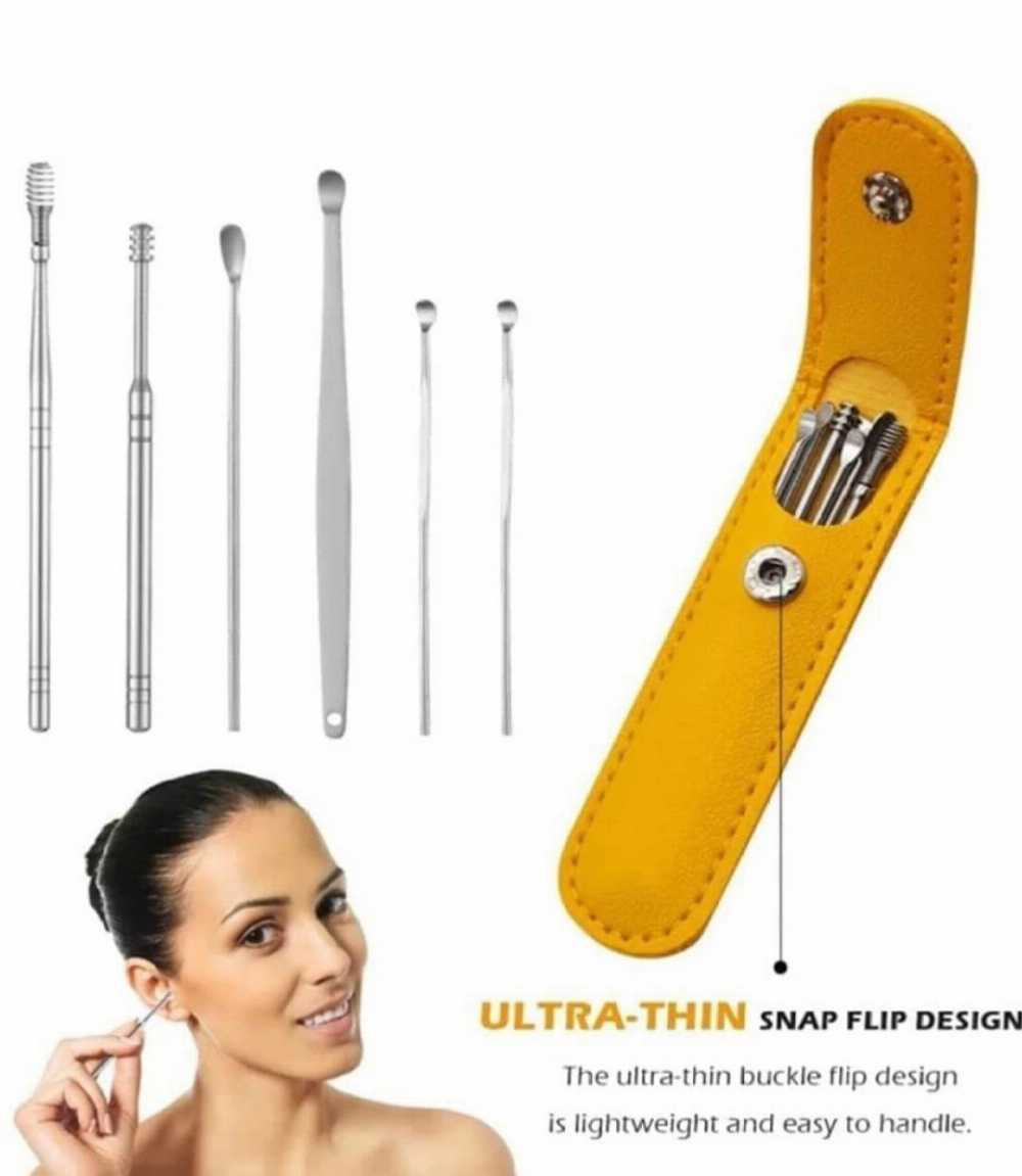 Ear Wax Cleaning Tools Kit with Leather Pouch